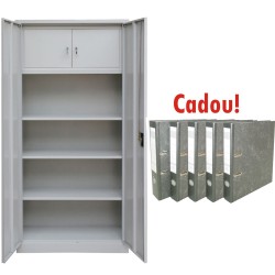 FISET METALIC CU 3 RAFTURI SI CASETA 900x400x1800 mm (LxlxH), 50 kg/polita, PLUS+CADOU!!! (5 BIBLIORAFT MARMORAT ECONOMY 8 CM)