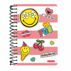 CAIET CU SPIRALA 10X14CM, 200 FILE, SMILEYWORLD GIRLY