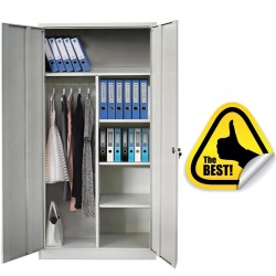 Vestiar Fiset metalic Premium 4 polite si spatiu pt. haine cu bara, 900x400x1800 mm (LxlxH), 60 kg/polita, Asamblat, PLUS