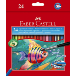 Creioane Colorate Acuarela 24 buc + Pensula Faber-Castell