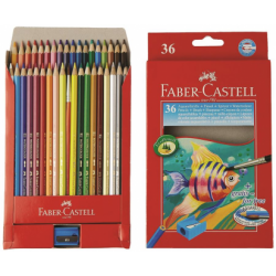 Creioane Colorate Acuarela 36 buc + Pensula Faber-Castell