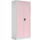 Fiset dulap metalic 4 polite+baza, 180x80x35 cm, 60 kg/polita, usi color roz, dulap metalic neasamblat