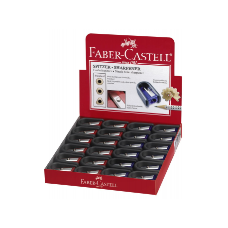 Ascutitoare Plastic Simpla Cu Cauciuc Rosie/Albastra Faber-Castell