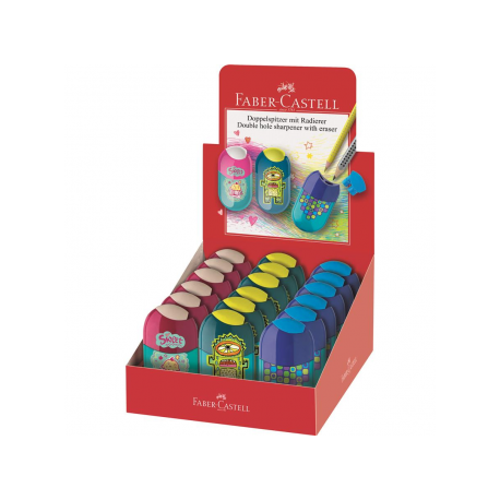 Display 18 Ascutitori Asortate Cupcake-Monstru-Patratele Faber-Castell