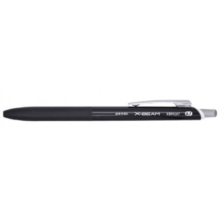 Pix PENAC X-Beam XB-107, rubber grip, 0.7mm, clema metalica, corp negru - scriere neagra