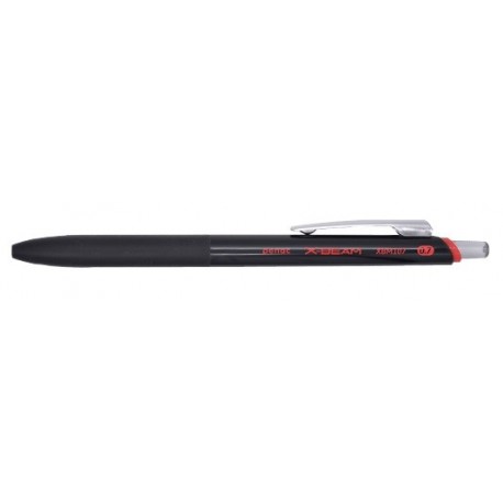 Pix PENAC X-Beam XB-107, rubber grip, 0.7mm, clema metalica, corp negru - scriere rosie