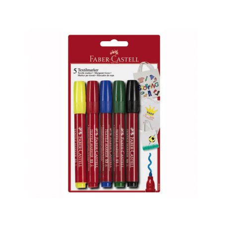 Marker Pentru Textile 5 Culori Faber-Castell