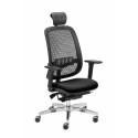 Scaun de birou, brate plastic, rotile, mesh textil, Office Products Skiathos - negru