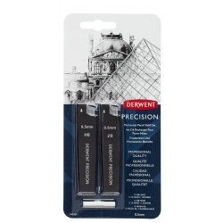 Rezerva mine si radiere DERWENT Professional, pentru creion mecanic, HB/2B 0.5 mm, 30 buc/set, negru