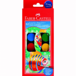 Acuarele 12 culori 24MM + Pensula Faber-Castell