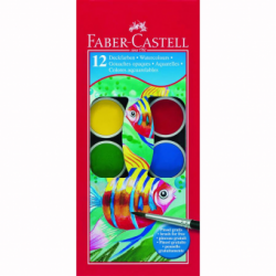 Acuarele 12 culori 30MM + Pensula Faber-Castell