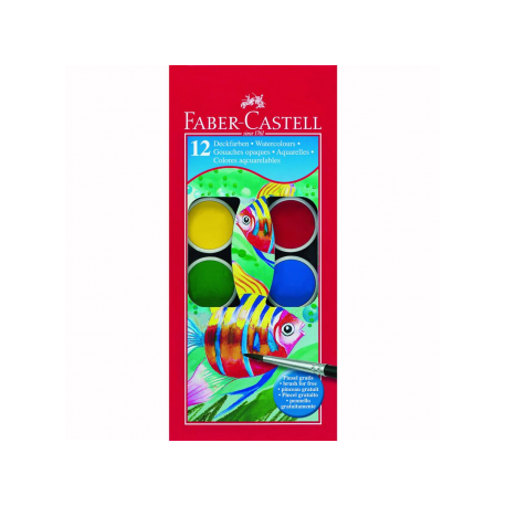 Acuarele 12 culori 30MM + Pensula Faber-Castell