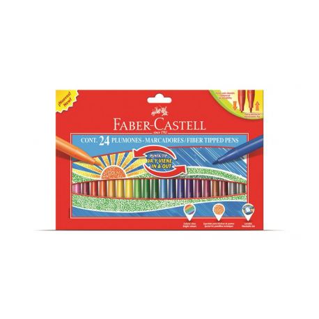 Carioci 24 culori Cu Varf Retractabil Faber-Castell