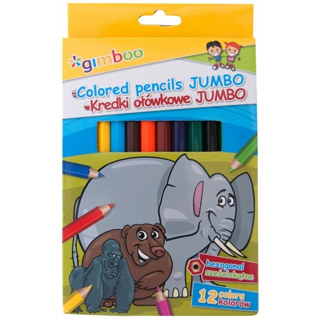 Creioane colorate, 12 culori/cutie, GIMBOO Jumbo