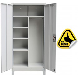 VESTIAR FISET METALIC 4 POLITE, SPATIU PT. HAINE CU BARA SI PICIOARE, 900x400x1920 mm (LxlxH), 60 kg/polita, Neasamblat, PLUS