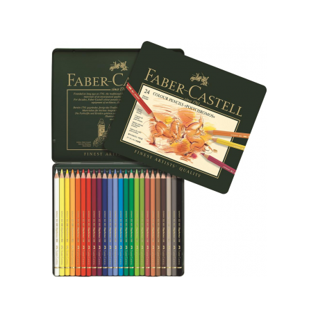 Creioane Colorate Polychromos 24 Culori Cutie Metal Faber-Castell