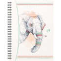 Caiet cu spirala A5, OXFORD Boho Spirit, 60 file-90g/mp, Scribzee, coperta carton-dictando-elephant