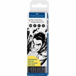 Pitt Artist Pen Manga Set 4 buc Negru Faber-Castell