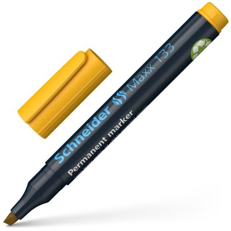 Permanent marker SCHNEIDER Maxx 133, varf tesit 1+4mm - galben