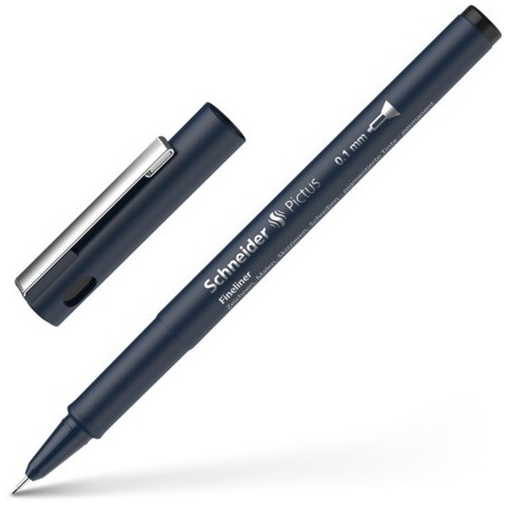 Liner pentru desen tehnic SCHNEIDER Pictus, varf fetru 0.1mm - negru