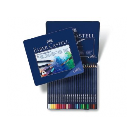 Creioane Colorate Aquarelle Art Grip 24 Culori Cutie Metal Faber-Castell