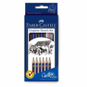 Set 6 Creion Grafit Goldfaber cu Radiera si Ascutitoare Faber-Castell