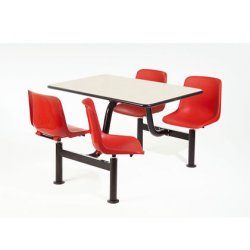 MOBILIER DE CANTINA: MASA+4 SCAUNE ROTATIVE, culoare rosie