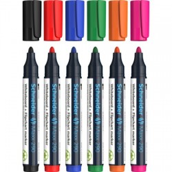 Marker SCHNEIDER Maxx 290, pentru tabla de scris+flipchart, varf rotund 2-3mm, 6 cul/set - (N,R,A,V,