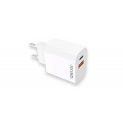 Incarcator priza, 20W, USB-C + USB-A Fast Charging - alb