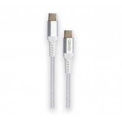Cablu date GRIXX - USB-C to USB-C, impletit, lungime 1m - alb
