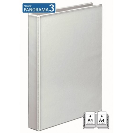 Caiet mecanic cu buzunar, plastifiat PP, 4 inele in "D", 50 mm, cotor 65mm, BANTEX - alb