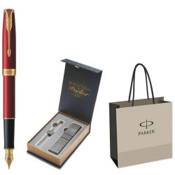 STILOU PARKER SONNET Red GT+CUTIE PT. CADOU BRITISH COLLECTION CU ETUI, model 1+PUNGA PT. CADOU