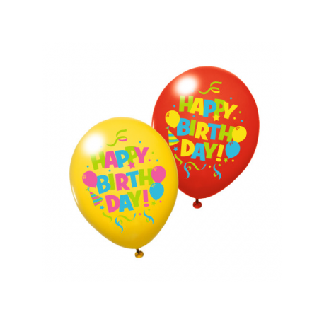 BALOANE HAPPY BIRTHDAY DIVERSE CULORI, CALITATE HELIUM, BIODEGRADABILE, SET 6 BUCATI