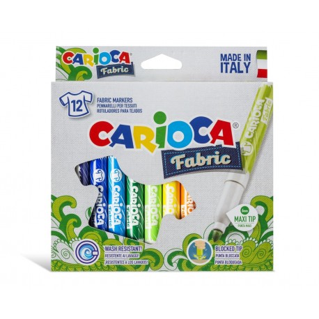 Carioca pentru textile, varf gros 6mm, 12 culori/cutie, CARIOCA CromaTex