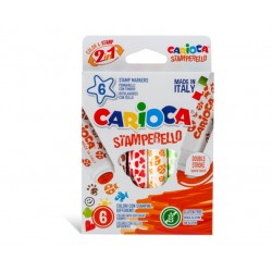 Set 6 markere cu 6 stampile, diverse forme, cutie carton, CARIOCA