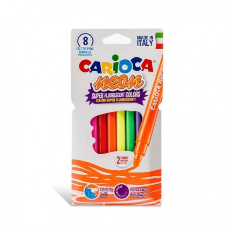 Carioca super lavabila, fluorescenta, 8 buc/cutie, CARIOCA Neon