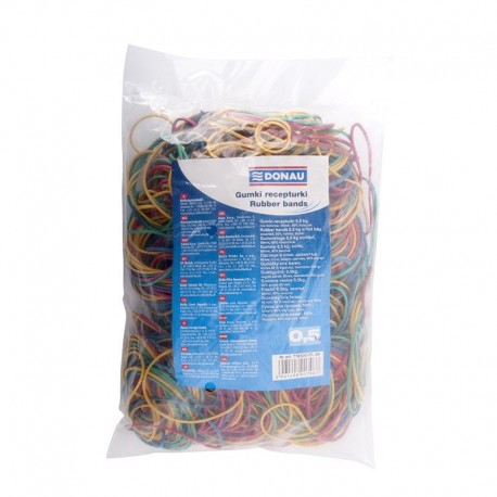 Elastice pentru bani, 500g/punga, D 57 x 1,5mm, DONAU - culori asortate