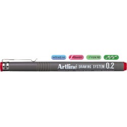 Marker pentru desen tehnic ARTLINE, varf fetru 0.2mm - rosu