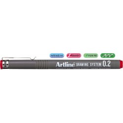 Marker pentru desen tehnic ARTLINE, varf fetru 0.2mm - rosu