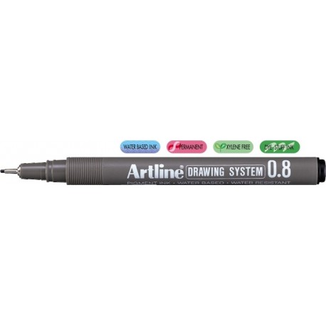 Marker pentru desen tehnic ARTLINE, varf fetru 0.8mm - negru