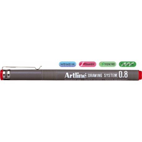 Marker pentru desen tehnic ARTLINE, varf fetru 0.8mm - rosu