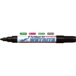 Marker ARTLINE 47, pentru suprafete umede, corp metalic, varf rotund 1.5mm - negru