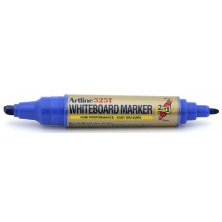 Marker pentru tabla de scris ARTLINE 525T, doua capete - varf rotund 2.0mm/tesit 5.0mm - albastru