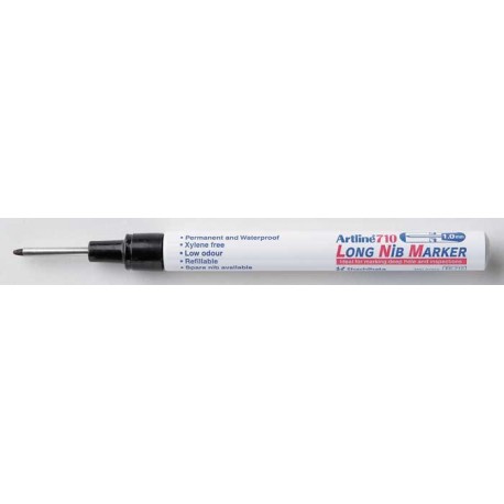 Marker ARTLINE 710, pentru locuri greu accesibile, corp metalic, varf lung, 1,0mm - negru