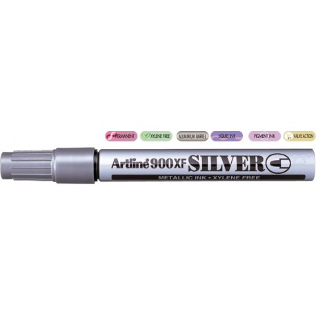 Marker cu vopsea ARTLINE 900XF, corp metalic, varf rotund 2.3mm - argintiu