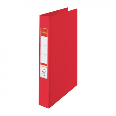 Caiet mecanic A4, plastifiat PP, 2 inele - D25mm, ESSELTE Standard - rosu vivida