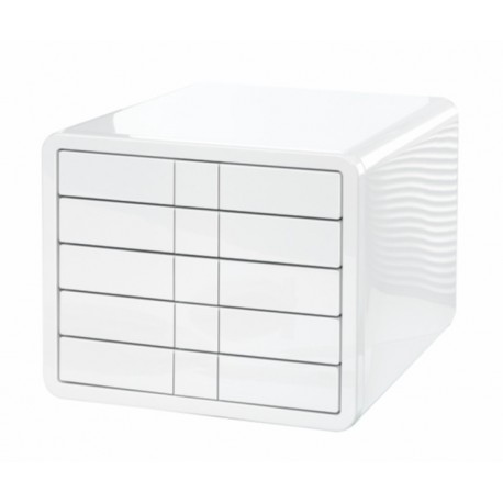 Suport plastic cu 5 sertare pentru documente, HAN iBox - alb lucios
