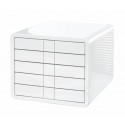 Suport plastic cu 5 sertare pentru documente, HAN iBox - alb lucios
