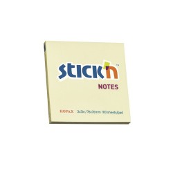Notes autoadeziv 76 x 76 mm, 100 file, Stick"n - galben pastel