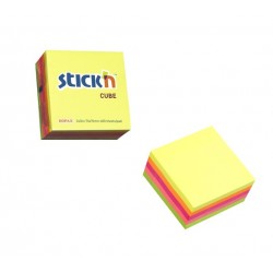 Cub notes autoadeziv 76 x 76 mm, 400 file, Stick"n - 5 culori fluorescente